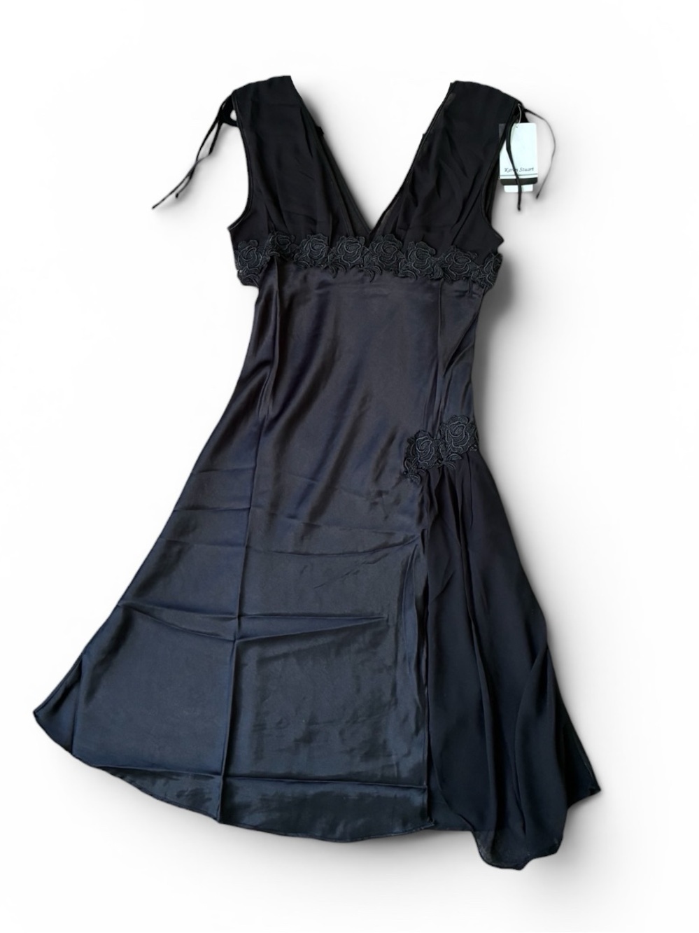 Karen Stuart Black Satin Slip Dress